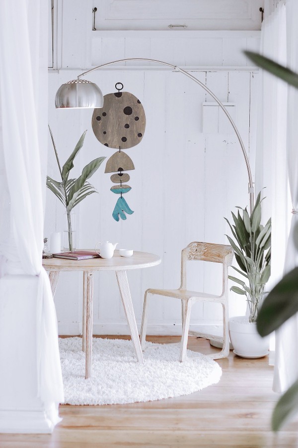 Moon Flower - two-sided wooden wall hanging